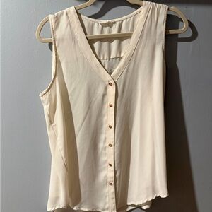 Maurices Ivory Sleeveless V-Neck Blouse